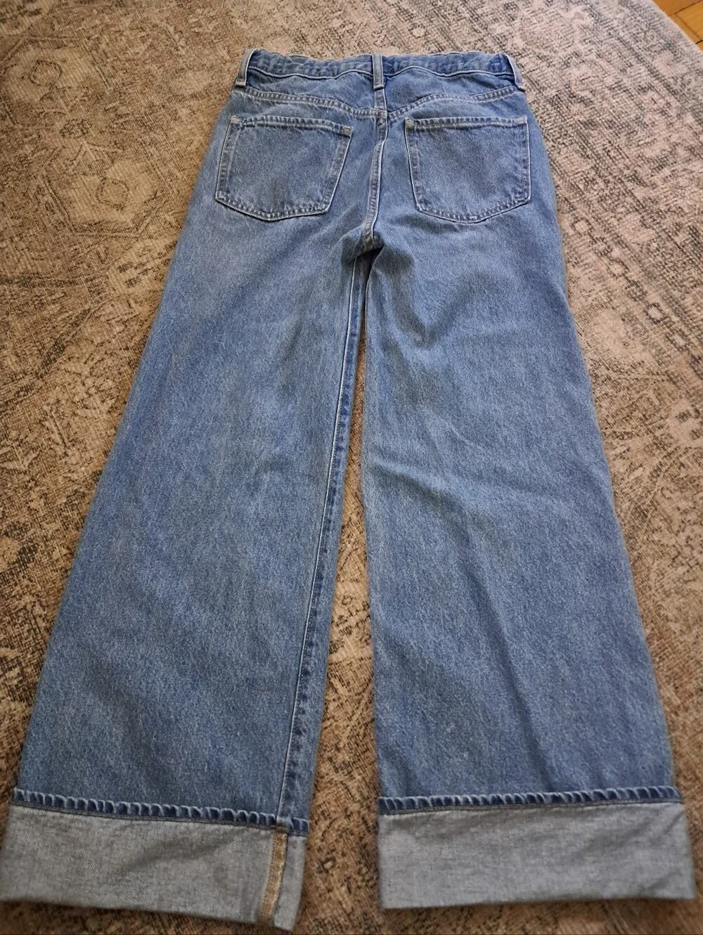 Old Navy Girls Size 14 High Rise Baggy Wide Leg Cuffed Jeans